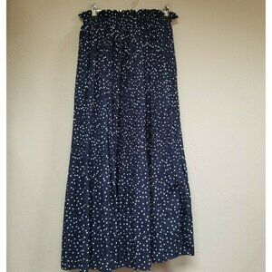 New Naggoo Midi Skirt Women's Small Navy White Polka Dot A-Line Flare High Waist